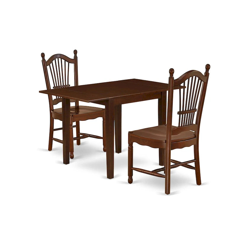 Ensemble de salle à manger – Une table de salle à manger rectangulaire et des chaises de cuisine, Acajou (Option de pièces)