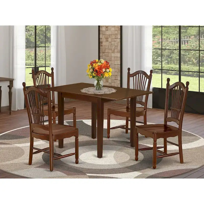 Ensemble de salle à manger – Une table de salle à manger rectangulaire et des chaises de cuisine, Acajou (Option de pièces)