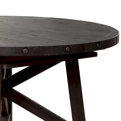 Table à manger ronde de 54 à 72 pouces, en bois d'acacia, extensible, marron foncé