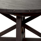 Table à manger ronde de 54 à 72 pouces, en bois d'acacia, extensible, marron foncé