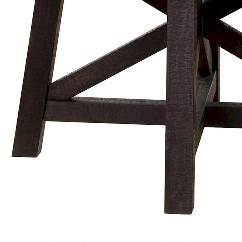 Table à manger ronde de 54 à 72 pouces, en bois d'acacia, extensible, marron foncé