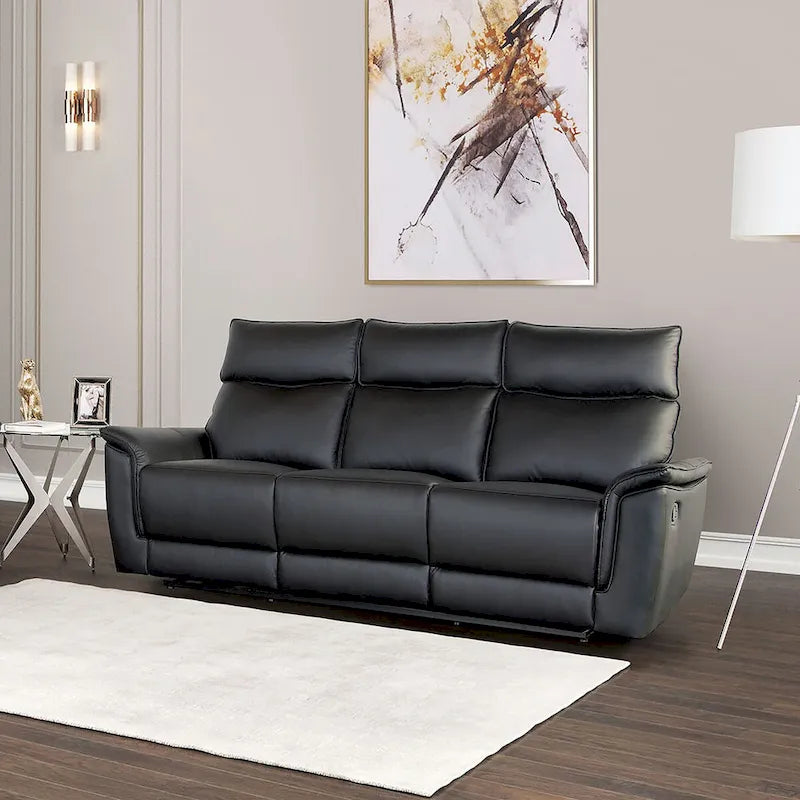  Marty Modern Leather Match Manual Reclining Sofa with Flared Padded Arms