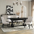 Table à manger en bois noir de style ferme avec 4 chaises