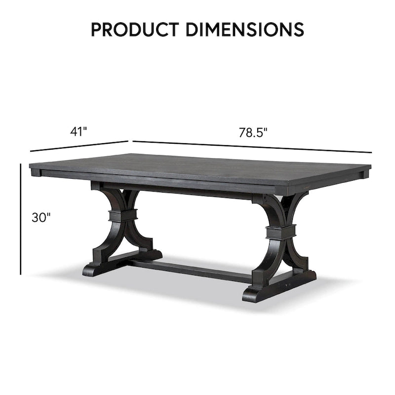 Table à manger en bois noir de style ferme avec 4 chaises