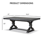 Table à manger en bois noir de style ferme avec 4 chaises