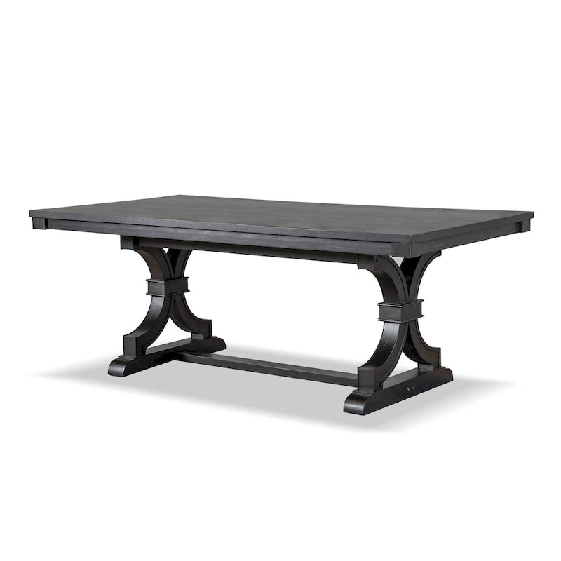 Table à manger en bois noir de style ferme avec 4 chaises