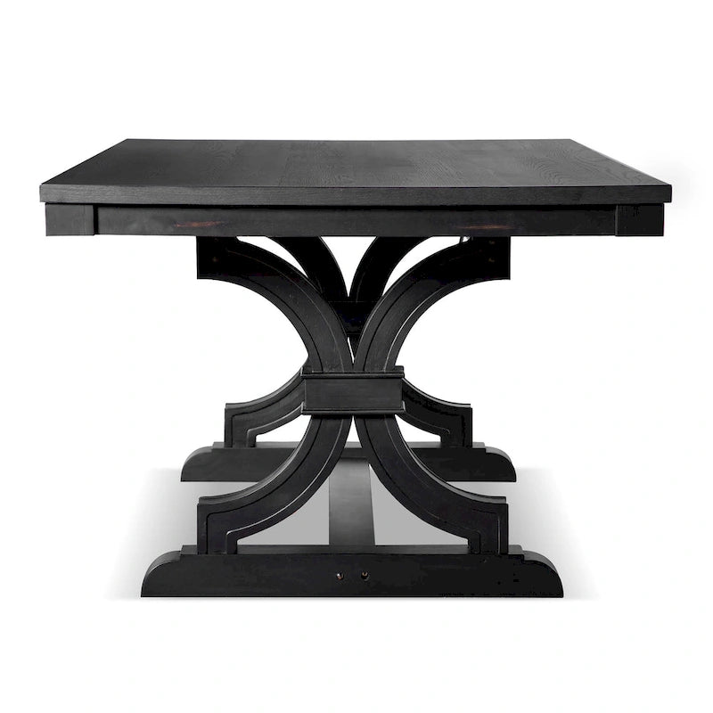 Table à manger en bois noir de style ferme avec 4 chaises