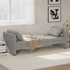 Lit de repos moderne rembourré avec oreillers, petit lit simple, aucun matelas requis, tissu en lin